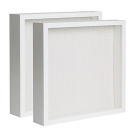 Muzilife Shadow Box Picture Frame with Linen Board Deep Wood Glass Display Case Ready to Hang Memory Box Baby Sports Memorabilia, Pins, Awards, Medals, Wedding, Tickets and Photos, White, 2pcs 12X12