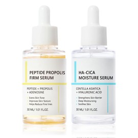2PCS Peptide Propolis Serum & CICA Hyal Hydrating Face Serum For Women & Girls, Hydration & Wrinkle Renewal, For Women Anti Aging, CICA Extract For Skin, All Skin Types, Deep Moisturizing 2PCS