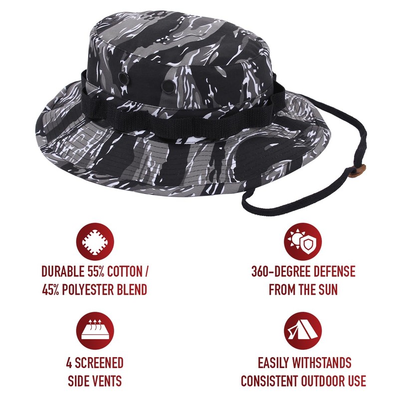 Rothco Camo Boonie Hat Bucket Hat Military Hat, Urban Tiger