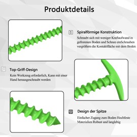 Pack of 6 Tent Pegs, 14.5 cm Screw Pegs, Robust Tent Ground Nails, Nylon Pegs with Handle, Tent for Camping Nail, Cam Awning Trip for Tents, Gazebos, Bouncy Castles & Trampolines (2)