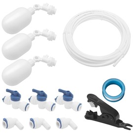 Pxyelec 3/8inch Tube Float Ball Valve Water Level Control, Adjustable Plastic Water Purifiers Float Valve Kit for Water tank Aquariums Aquaculture (Top Install)