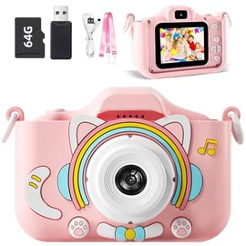 Mini Cámara Digital para Niños 4800W HD | Cámara para Niños con Dual Lente 1080P, 64GB Memoria | Juguete Educativo 3-12 Años | Regalo de Cumpleaños o 