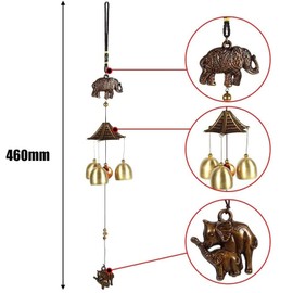 Pack of 2 Fengshui Bell Wind Chime Antique Copper Wind Chime Metal Wind Chime Bells Copper Wind Chime Ornament Vintage Copper Wind Chime for Balcony Garden Fengshui Decoration