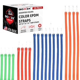 Boxer Assorted Color Rubber Bungee Cords 20 Pack – Heavy Duty 100% EPDM Bungee Straps with S Hooks – Wider & Stronger, Water Proof, UV Stable – Assorted Color Sizes 10” 15” 21” 31”