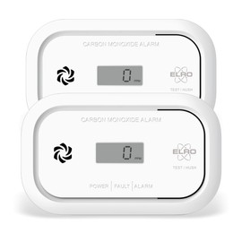 ELRO FC5003 Carbon Monoxide Detector, 10-Year Sensor, with Display, Pack of 2