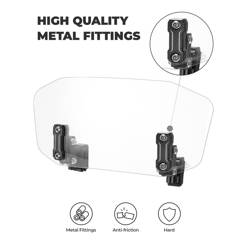 KEMIMOTO Motorcycle Windshield Upgraded Aluminum Metal Heightened Windshield Extension Spoiler