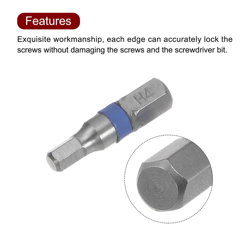sourcing map 8pcs H4 Hex Screwdriver Bit 4mm 1/4" Hex
