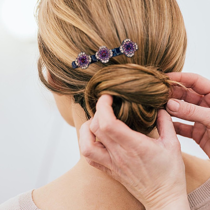 Pack of 4 Crystal Stone Braided Hair Clips, Hair Clip