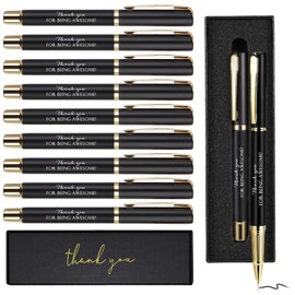 PerKoop 30 Set Thank You Pen Employee Appreciation Graduation Ballpoint Pen with Engraved Inspirational Quotes with Box for Nurse Appreciation Week Teacher Office Black Ink(Black,Awesome)