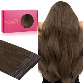 WENNALIFE Invisi Edge & Classic Tape in Hair Extensions Human Hair, 20 Inch 50g 20pcs(10pcs Invisi Edge & 10pcs Classic) Light Ash Brown Invisible Luxury Remy Hair Natural Seamless Injected Tape Ins
