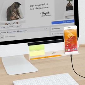 2 Pack Computer Monitor Memo Board Bottom Mount,Computer Monitor Message Board with Phone Holder, Monitor Sticky Note Holder Message Memo Panel for Monitors Screen Cabinets