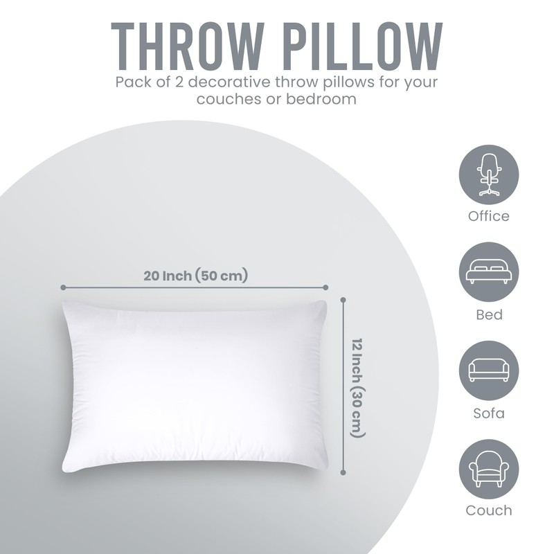 Utopia Bedding Throw Pillows (Pack of 2, White), 12 x