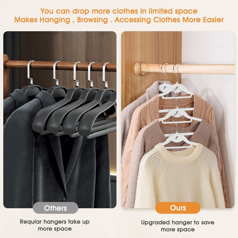 20 Pack Velvet Slim Non-Slip White Hangers - Space Saving