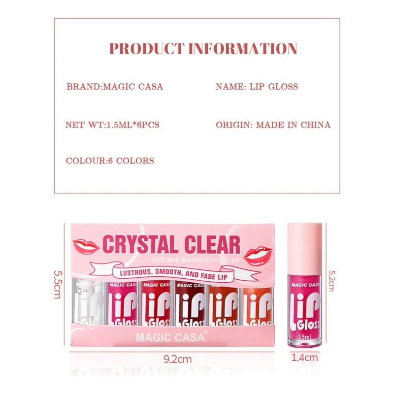 Set De 6 Aceites Para Labios Lip Glow Oil Gloss