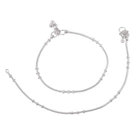 Efulgenz Silver Tone Indian Jewelry Anklets for Women Indian Bollywood Boho Anklets Ankle Bracelet Payal Anklet Set Foot Jewelry