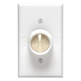 Leviton Full Range Variable Fan Speed Control, 120 Vac, 60 Hz, 5 A, Switch, 612-6616-W, White