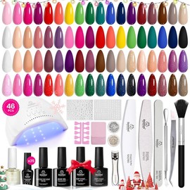 Beetles Gel Nail Polish Kit with U V Light Gel Polish Set with Nail Stamp Nail Tips Base Top Coat All Season Gel Polish Starter Kit Manicure Tools Easter's Gift for Women Girls:_68 Pcs 45 Colors  Gel Nail Kit