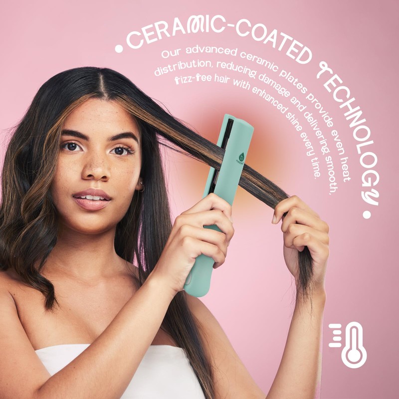 PURSONIC Cordless Hair Straightener – USB Rechargeable, Ceramic Plates, 3