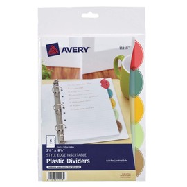 Avery Insertable Style Edge Plastic Mini Dividers for 3 Ring Binders, 5.5" x 8.5", 5-Tab Set, Multicolor, 1 Set (11118)