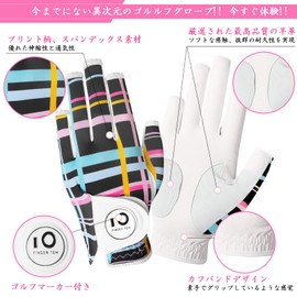 Golf Gloves for Women Left and Right Hand, Set of 2 All-Weather Golf Gloves with Ball Marker Squeeze Soft Comfortable for Spring, Summer and Autumn (Black, Streak Nail, XS, Right Hand)