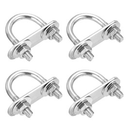 DTGN M6x22x42mm U Bolts Round Kit - 4Set - 304 Stainless Steel U-Bolt Kit with Nuts, Washers, Frame Plate - Good for DN15 Pipe, Trailer, Automotive, Leaf Spring Fastener