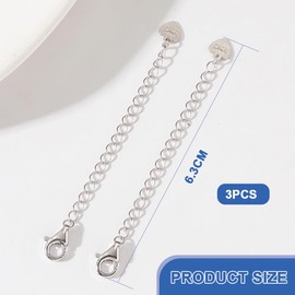 XYTAHDM 925 Sterling Silver Necklace Chain Extension, Bracelet Anklet Adjustable Extension Chain, Chain Extension, Silver for Necklace for Jewellery Making