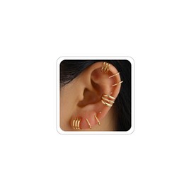 Gold Ear Cuff Earrings for Women Non Piercing Ear Cuffs Clip on Cartilage Earrings Set Trendy Stuff Gold Earrings (A-Gold)