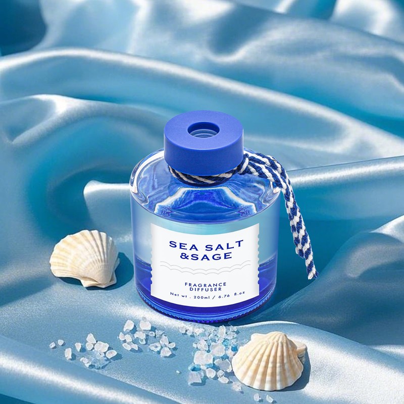 BEHAZEER Sea Salt Reed Diffuser Set, 6.77OZ(200ML) Large Capacity Natural