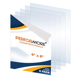 Performore 5 Pack of 4x6 Inch Plexiglass Sheet with Protective Film, 0.04" Thick PETG Panels, Clear Acrylic Plastic Sheet for Picture Frame, Invitations, Cricut