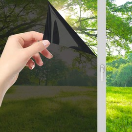Lmlpt One Way Window Privacy Film Window Tint for Home Dark Window Film See Out Not in Sun UV Blocking Glass Tinting Films Heat Insulation Mirror Door Coverings Sticker 15.7 x 118 Inch,Magic Black