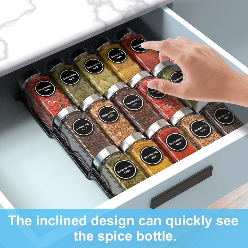 Bomclap Spice Rack 2PCS, Wood Material, 12.5x9.4 inches, Black, for