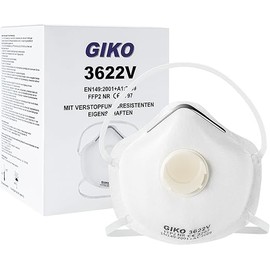 GIKO FFP2 Dust Mask Pack of 10 - Valve Masks Respirator for Construction, Construction, Grinding, Woodworking, White
