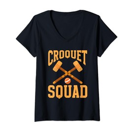 Womens Mallet Croquet Player Sport Croquet Squad V-Neck T-Shirt