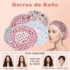 Gorro de Ducha Impermeable 5Pzs, Gorra de Baño Mujer Elástico,