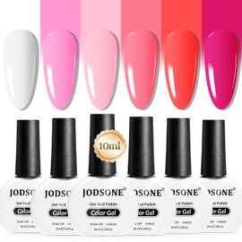 JODSONE 10ml 6 Colors Red Rose Pink Gel Nail Polish Set All Seasons Soak off U V Lamp Gel Manicure Set for Nail Art Fast Drying & Long Lasting Valentine's Day Gifts for Her