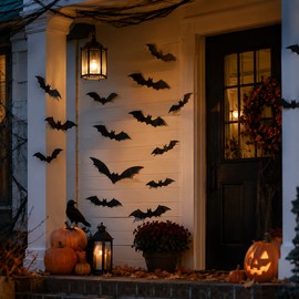 Hanging Halloween Bat Decorations – Waterproof Flying Plastic Bats in 3 Sizes for Trees, Porch, Yard, Windows & Indoor Décor