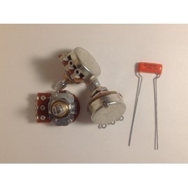 3 x Bourns 250KA Pots Coarse Split Shaft Short US Thread with .047 Orange Drop Tone Capacitor