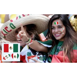 Y&C TENCOB Mexican Flag Tattoos,25 Sheets Mexican Flag Temporary Face Tattoos Stickers,75 Pcs Waterproof Sweat Flag Removable Fake Tattoos For Men Women Kids Mexican party favors (Mexico)