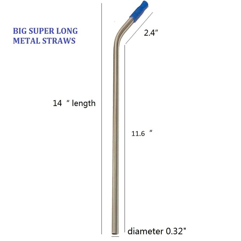 14 Inch Stainless Steel Straws, 4pcs Ultra Long Reusable 0.32"