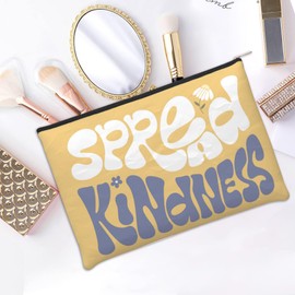 iapodiad - Bolsa de maquillaje pequeña para mujer, color arco iris, bolsa de maquillaje para viajes, resistente al agua, bolsa de cosméticos, accesorios, organizador de regalo, Difundir bondad, Una talla