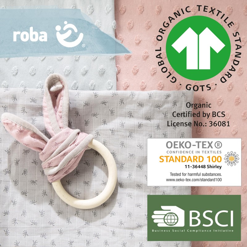 roba Organic Hooded Towel 'Lil Planet' Light Blue/Sky, Muslin Fabric,