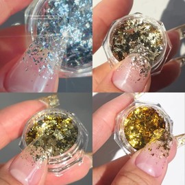 Piote Fiote Foil Flake Gold Leaf Silver Foil Nail Glitter Set of 4 / 피오떼 호일플레이크 금박 은박 네일글리터 4종세트