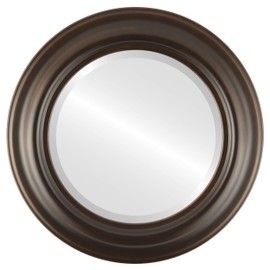 OVALCREST Round Beveled Wall Mirror for Home Decor - Lancaster Style - Rubbed Bronze - 19x19 Outside Dimensions
