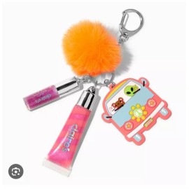 Claire’s Bunny Bear Frog In Car Groovy lipgloss keychain backpack bag clip nwt