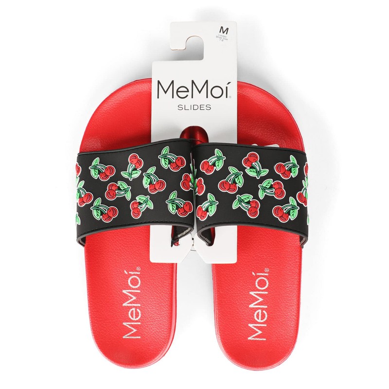 MeMoi Women's Cherries Lightweight Slides Red S