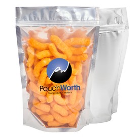 PouchWorth 50 Pieces 7.5x11.5 Inch Smell Proof Mylar Bags for Food Storage Resealable with Clear Window Stand Up Ziplock Bags