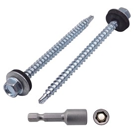 SKIR'CO (Pack of 15) Galvanised Roofing Bolts, 4.8 x 70mm Self Drilling Screws with EPDM Sealing Washers, Sheet Metal Hex Bolt