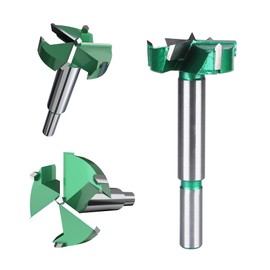 HUHAO Forstner Drill Bit 1-1/2 Inch,Triple Flute Carbide Forstner Bit, Wood Drilling Hole Saw Woodworking Hinge Cutter Tools for Hard Wood, Soft Wood,Plastic