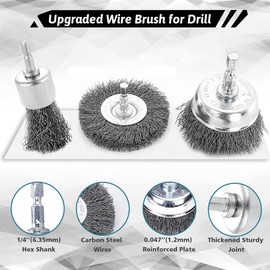 Double Elite Wire Brush for Drill Set 21 Pcs, Abrasive Wire Wheel for Drill 1/4 Inch Hex Shank, Wire Cup Brush for Drill, Drill Wire Brush Coarse Crimped Carbon Steel, Wire Brush Drill Attachments