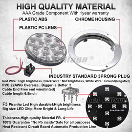 LEDVILLAGE 4 Inch Clear Lens Red LED Round Trailer Brake Stop Tail Lights Bright F3 Piranha for Truck Bus Tow Caravan Van Cabin RV 12V DC w/Chrome Bezel GAC12 (2 Pcs)